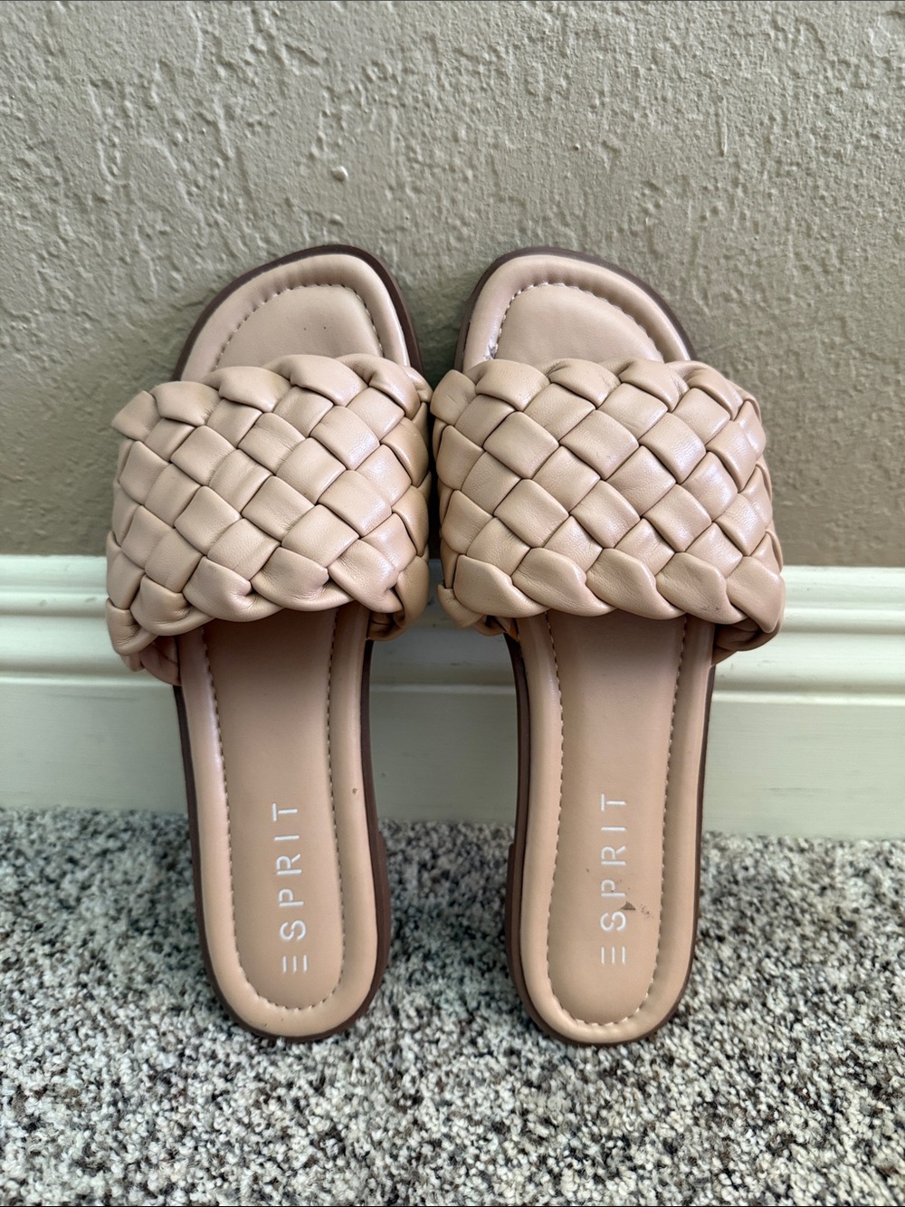 Esprit Woven Slide Sandals in Light Beige
